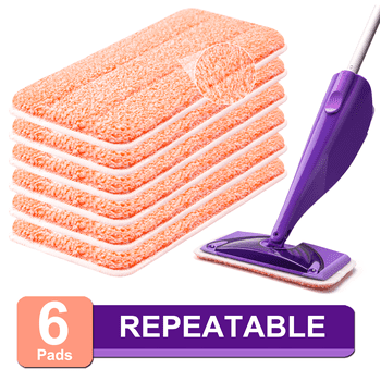 Power Scrubbing Reusable Mop Pads for Swiffer WetJet Mops (6 Pack), Wet Jet Refills, Washable Microfiber Mop Pads for Floor Cleaning Wet Dry Use