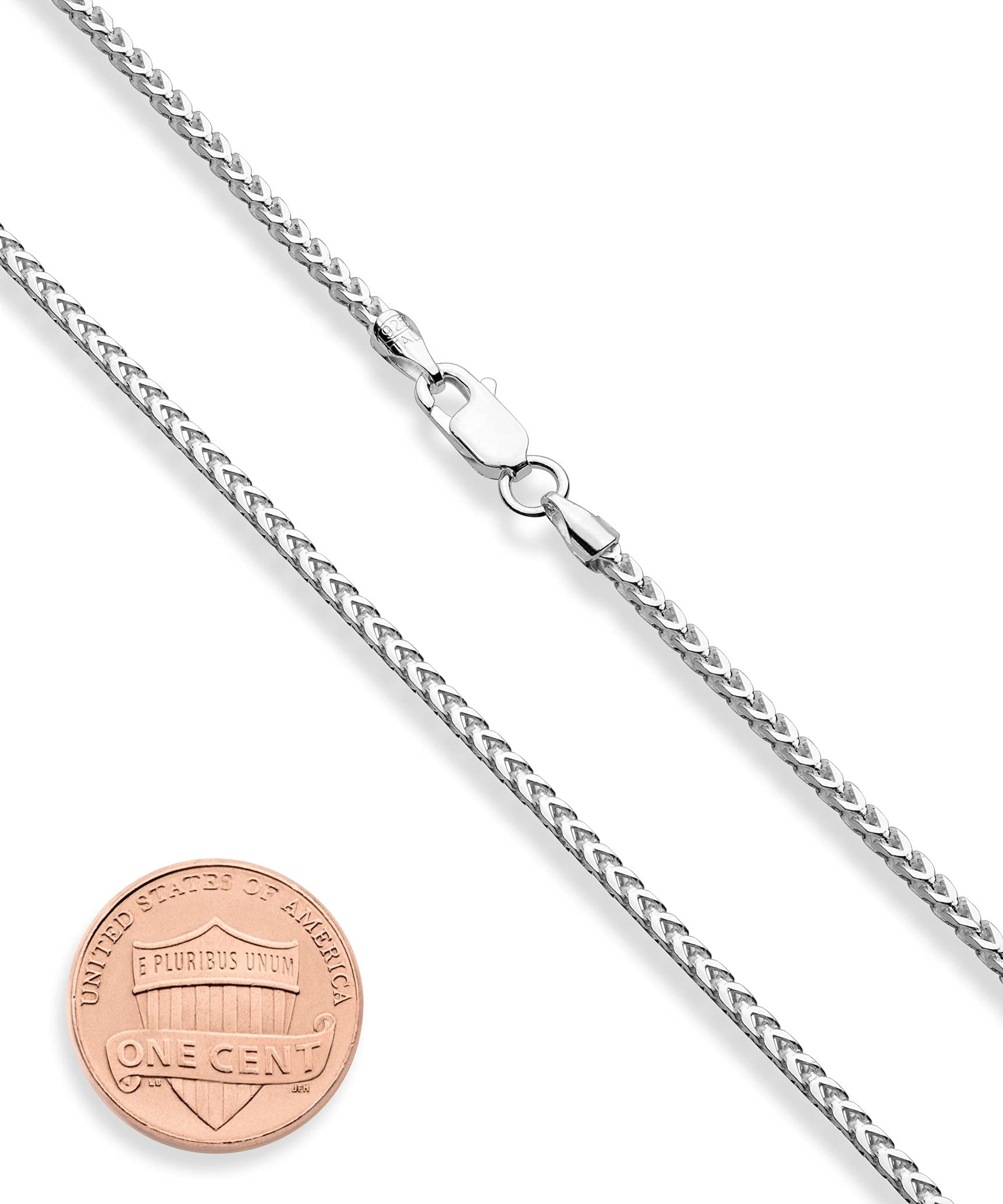 Miabella Italian Solid 925 Sterling Silver 2mm Franco Square Box Link Chain Necklace for Men Women Made in Italy (Length 20 Inches)