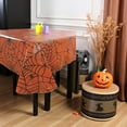 thumbnail image 2 of Serafina Home Haunted Halloween Flannel Backed Vinyl Tablecloth: Spooky Spiders Weave Their Wicked Webs (52" x 52" Inch), 2 of 6