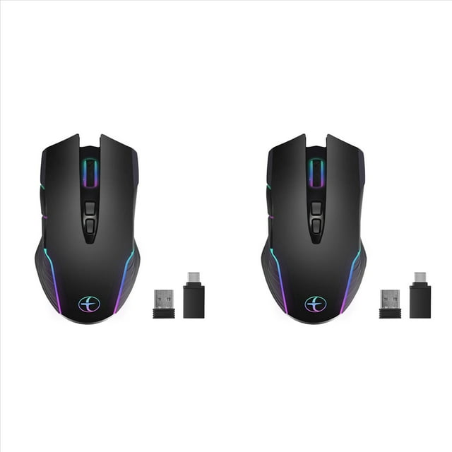 2X RatóN InaláMbrico RatóN Jiggler RatóN Mover LED Recargable 2.4G Mause ErgonóMico Mini RatóN RatóN ÓPtico USB 1600 DPI