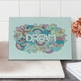 thumbnail image 2 of Unicorn Party Cutting Board, Colorful Cartoon Style Elements Dream Lettering Doodle Illustration, Decorative Tempered Glass Cutting and Serving Board, Small Size, Multicolor, by Ambesonne, 2 of 5