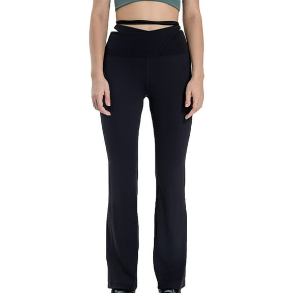 UYISJ Women's Crossover High Waisted Flare Leggings Bootcut Solid Full Length Cute Yoga Pants Bell Leg Trousers XL