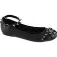 thumbnail image 2 of Ankle Strap Flat w/Studded Straps & Pentagram Detail - Blk Vegan Leather, 8, 2 of 2