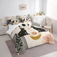 thumbnail image 3 of jejeloiu Cute Kitten Cat 7pcs Bedding Comforter Set,Boho Exotic Style Queen Bedding Sets,Abstract Geometric Stripe Queen Sheet Sets For Girls Boys,Microfiber Bedroom Decor Reversible, 3 of 8
