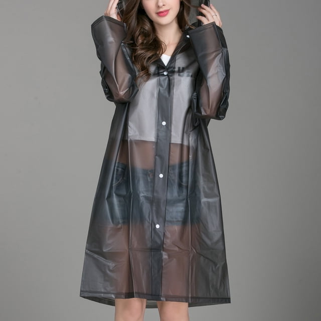 Womens Rain Jacket Outdoor Transparent Waterproof Windproof Coat Outwear