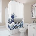 thumbnail image 4 of Cortina de ducha impermeable con olas de mar, resistente al moho, impresión digital, cortina de baño, estilo japonés Scienceny JJ23555-03, 4 of 4