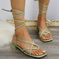 thumbnail image 5 of Anuirheih Lace up Sandals Tie up Dress Summer Thick Heel Flip Flops Sandals for Women, Women's Casual Strappy Sandals, for Work Walking(Green), 5 of 8