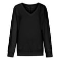 thumbnail image 5 of Womens V Neck Sweatshirt Long Sleeve Solid Casual Loose Fit Tops Blouses with Pockets Soft Comfy Pullover Tops Shirts, 5 of 7