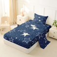 thumbnail image 2 of Manfei Modern Stars Twin Sheets,Galaxy Print Bedding,White Navy,3pcs,1 Flat Sheet,1 Fitted Sheet and 1 Pillowcase, 2 of 6