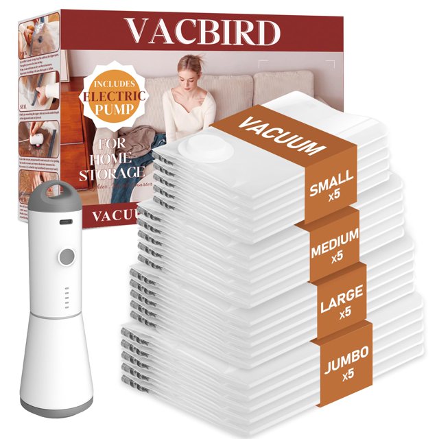 Paquete de 20 bolsas Vacbird selladas al vacío con bomba inalámbrica 5J+5L+5M+5S