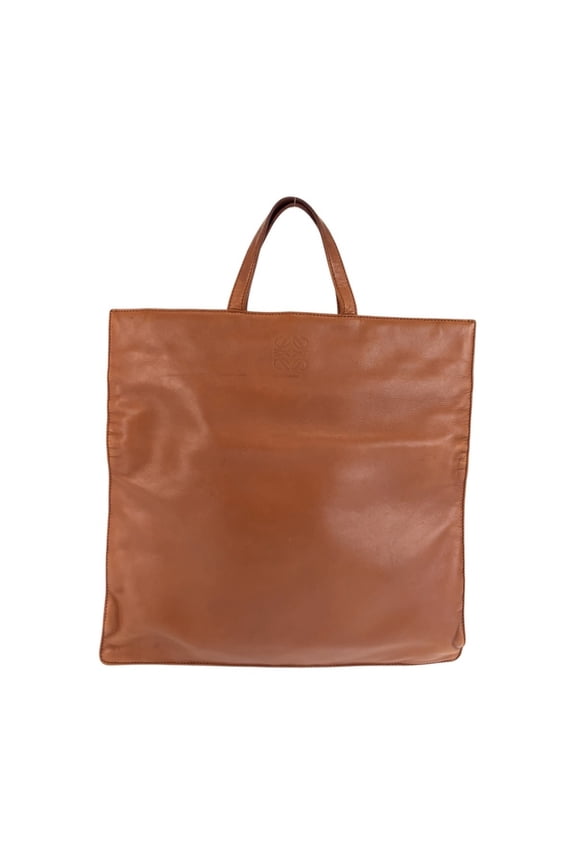Pre-Owned LOEWE Anagram Brown Camel Gold Hardware Leather Tote Bag Handbag for Women