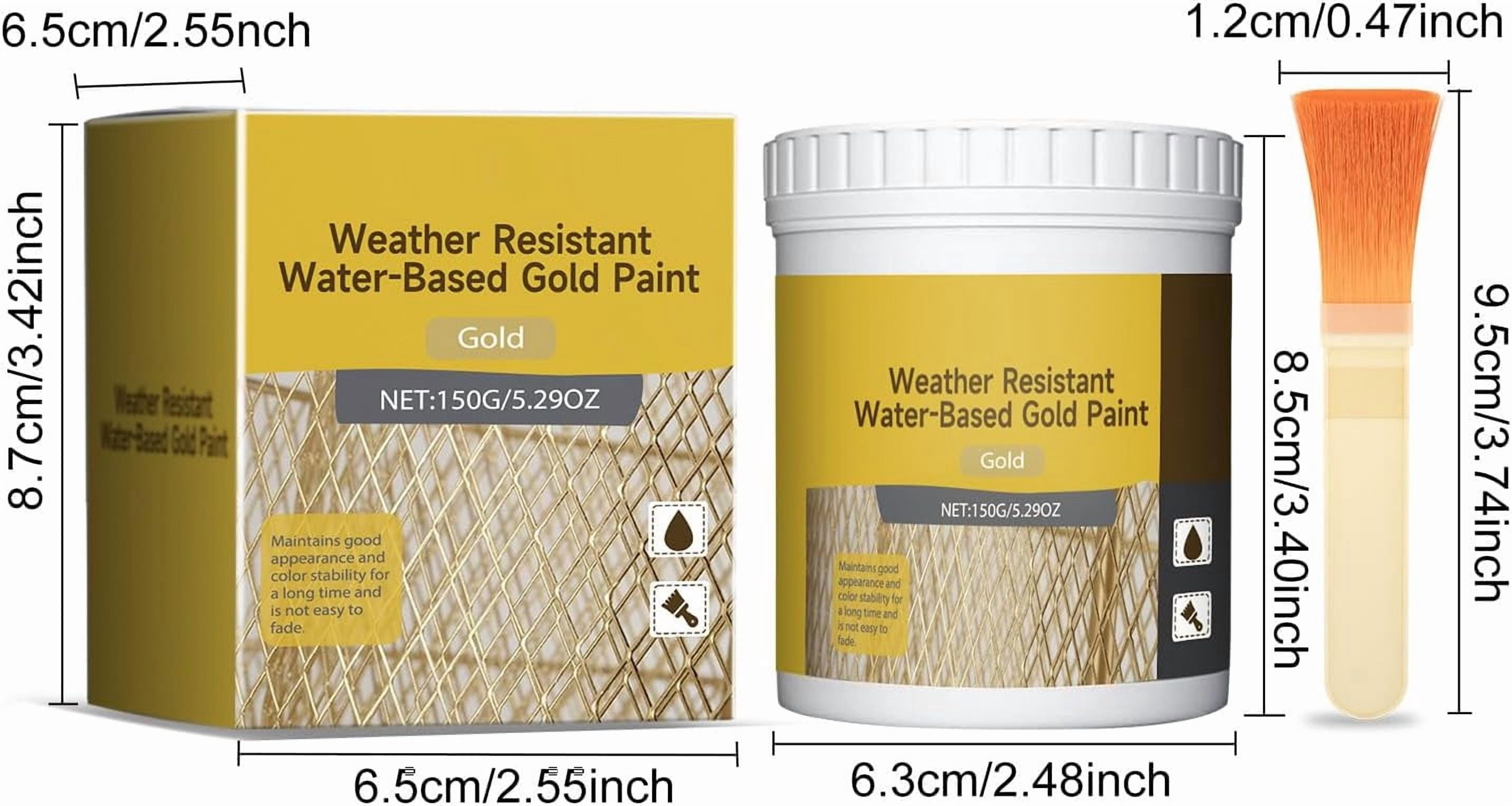 Water-Based Weather-Resistant Gold Paint, Water-Based Shiny Gold Leaf Paint, Acrylic Paint Metallic Gold, Antique Gold Liquid Paint for Arts, Paintings and Crafts