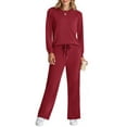 thumbnail image 4 of Fantaslook Two Piece Lounge Sets for Women Fall Outfits Long Sleeve Tops Wide Leg Pants Matching Sets Vacation Travel Outfits, 4 of 10