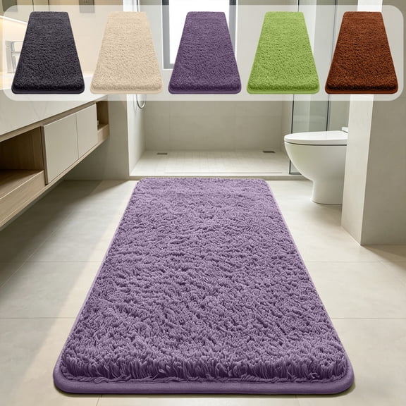 Ouuluon Bathroom Rugs Soft Absorbent Non Slip Bath Mat, Brown Washable Modern Floor Mat for Bathroom Laundry Room Bedroom Hallway Home