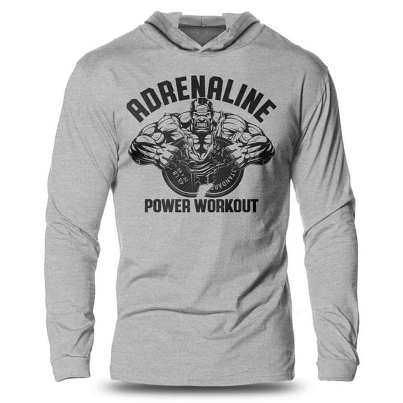 GYMISH Adrenaline Lightweight Long Sleeve Hooded T-Shirt for Men – Athletic Gym Shirt, Long Sleeve Workout Hoodie for Men