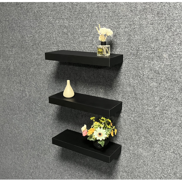 Wall Mount Floating Shelf Set of 3, Wooden Floating Shelves Storage