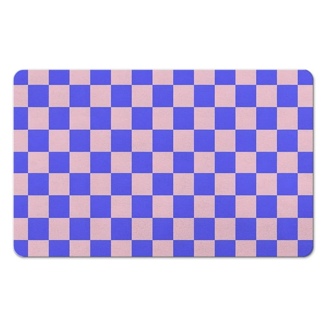 Chic Checkered Bath Mat: Non-Slip & Absorbent Bathroom Rugs. Perfectly Sized for Shower, Sink & Tub. Machine Washable Cute Small Indoor Doormat, 20x32in