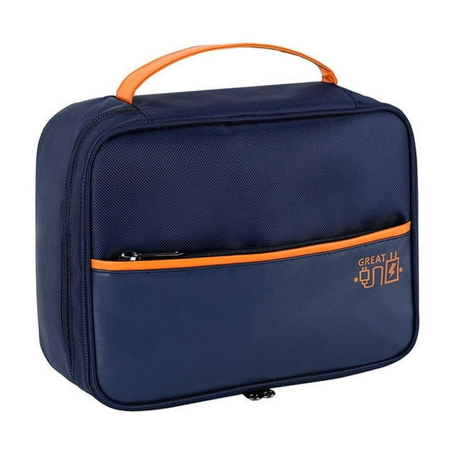 Charging Cable Case with Handle Protection Carrying Bag Smartphone Charger Cord Camera Storage Bags Electronics Device Organizer Outdoor Travel Dark Blue