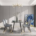 thumbnail image 3 of Modern Tufted Dining Chairs with Velvet Fabric Set Of 4, Accent Chairs with Gold Color Metal Legs, 47.24'' Wide Accent Dining Chairs for Living Room Kitchen, Living Room, Grey, 3 of 6