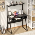 thumbnail image 3 of Zenira 2 Tiers Small Computer Desk for Small Space, Compact Laptop Table Workstation with Keyboard Tray, Study PC Table for Home Office, Black, 3 of 12