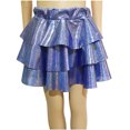 thumbnail image 5 of BFHHYA Metallic Skirt for Girls 3 Layer Ruffle Tiered Mini Skirt Elastic High Waist A Line Flare Skirt Sparkly Party Performance Clothes for Kids, 5 of 7