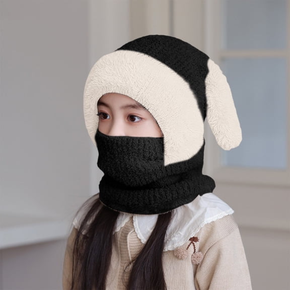 CPNG Baby Winter Hat Balaclava Scarf Caps Toddler Infant Cute Rabbit Ears Chunky Warm Face Mask Neck Warmer Cold Weather Ski Gear for Kids Boys Girls