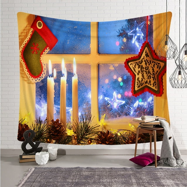 Tapiz de Navidad Árbol de Navidad Tela de Papá Noel Tela de pared Calcetines de Navidad Regalo de Navidad Tapiz colgante de pared BANYUO Electrónica