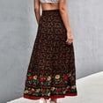 thumbnail image 4 of OAVQHLG3B Fashion Womens Maxi Skirt Retro Floral Print Casual Lace-up Loose Pleated Summer Bohemian Elastic Waist Long Skirts, 4 of 4