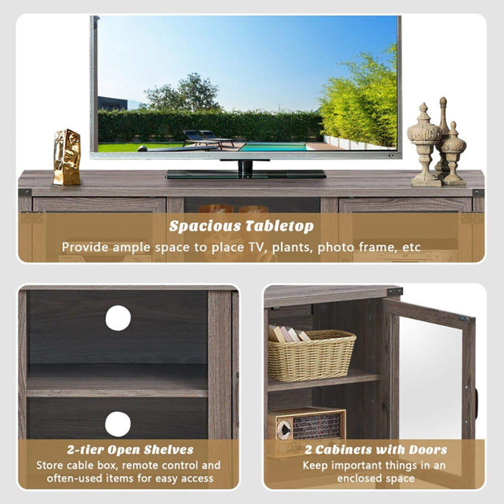 Finihen TV Stand, TV Cabinet, TV Stand Entertainment Center for TVs up to 65 Inch with Storage Cabinets, Media Entertainment Center with Storage, for Living Room, Bedroom, Gray