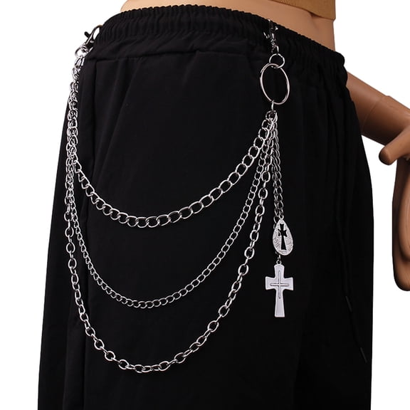 Punk Side Chain On Jeans Pants Handbag for Girls Multilayer Body Chain Trousers Street Clothing Chain