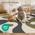 thumbnail image 4 of ODIKA 4'x6' Washable Area Rug Pet Friendly, Non-Shedding Olive and Charcoal Abstract Waves Modern Flowing Shapes Design for Bedroom, Reading Nook, 4 of 7