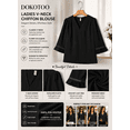 thumbnail image 3 of DOKOTOO Blouses for Women Pleated V Neck 3/4 Sleeve Tunic Tops Dressy Casual Chiffon Office Wear Shirts, 3 of 9