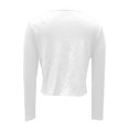 thumbnail image 7 of Lixiuxyad Women's Slim Fit Cardigan, V-Neck Long Sleeve Button-Up Cropped Knit Tops,White, 7 of 7