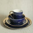 thumbnail image 5 of Stone Lain Florian Modern Porcelain Dish Set, 16-Piece Dishes for 4, Gold and Navy, 5 of 10