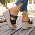thumbnail image 5 of Dakaela Women Platform Wedge Sandals 2026 Non Slip Comfortable Espadrille Slides with Arch Support Summer Hollow out Work High Heels Black 9, 5 of 9