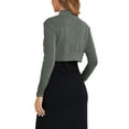 thumbnail image 3 of INSPIRE CHIC Women's Elegant Bolero Shrug Top Ruched Long Sleeve Open Front Cropped Cardigan L Dark Grey, 3 of 6