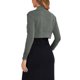 thumbnail image 3 of INSPIRAR CHIC Top Bolero Elegante para Mujeres con Mangas Largas Fruncidas y Abierto en la Parte Frontal, Cárdigan Corto L Gris Oscuro, 3 of 6