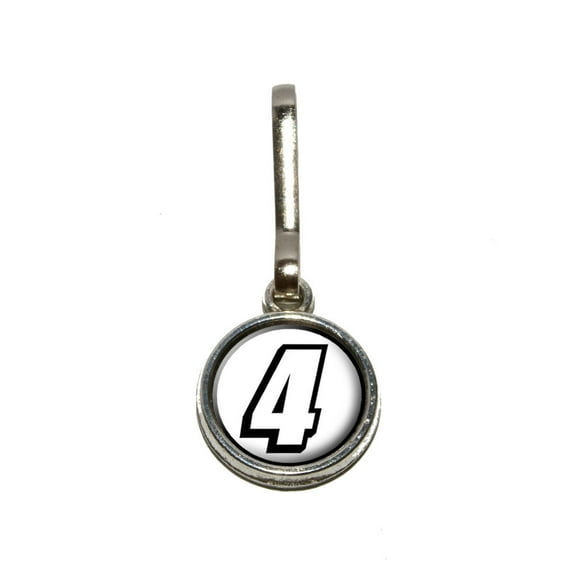 4 Number Four Charm Zipper Pull