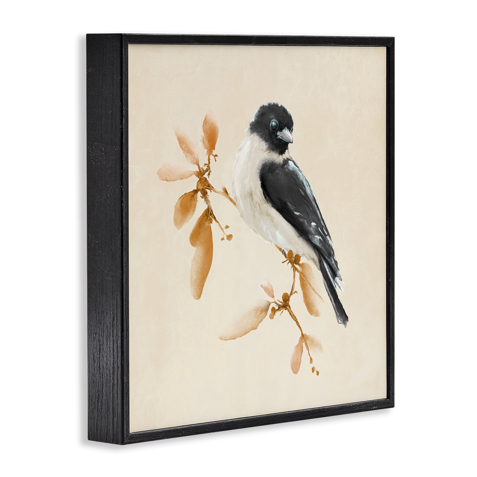 Stupell Industries Subtle Watercolor Chickadee Black Framed Giclee Art, design by Diannart