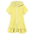 thumbnail image 4 of ATOGUTA Girl Swim Cover Up Towel Swimsuit Wraps Zip Up Bathing Suit Robe Pool Beach Yellow, Size 1T-8, 4 of 4