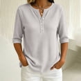 thumbnail image 2 of Women's Short Sleeve Structure Breathable Plain Sports Shirt For Tennis Summer Fitness Casual Business Top,White,L, 2 of 6