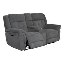 Pemberly Row Bristol Grey Power Reclining Console Loveseat P2