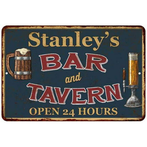 Stanley's Green Bar & Tavern Rustic Sign 8 x 12 High Gloss Metal 208120047804