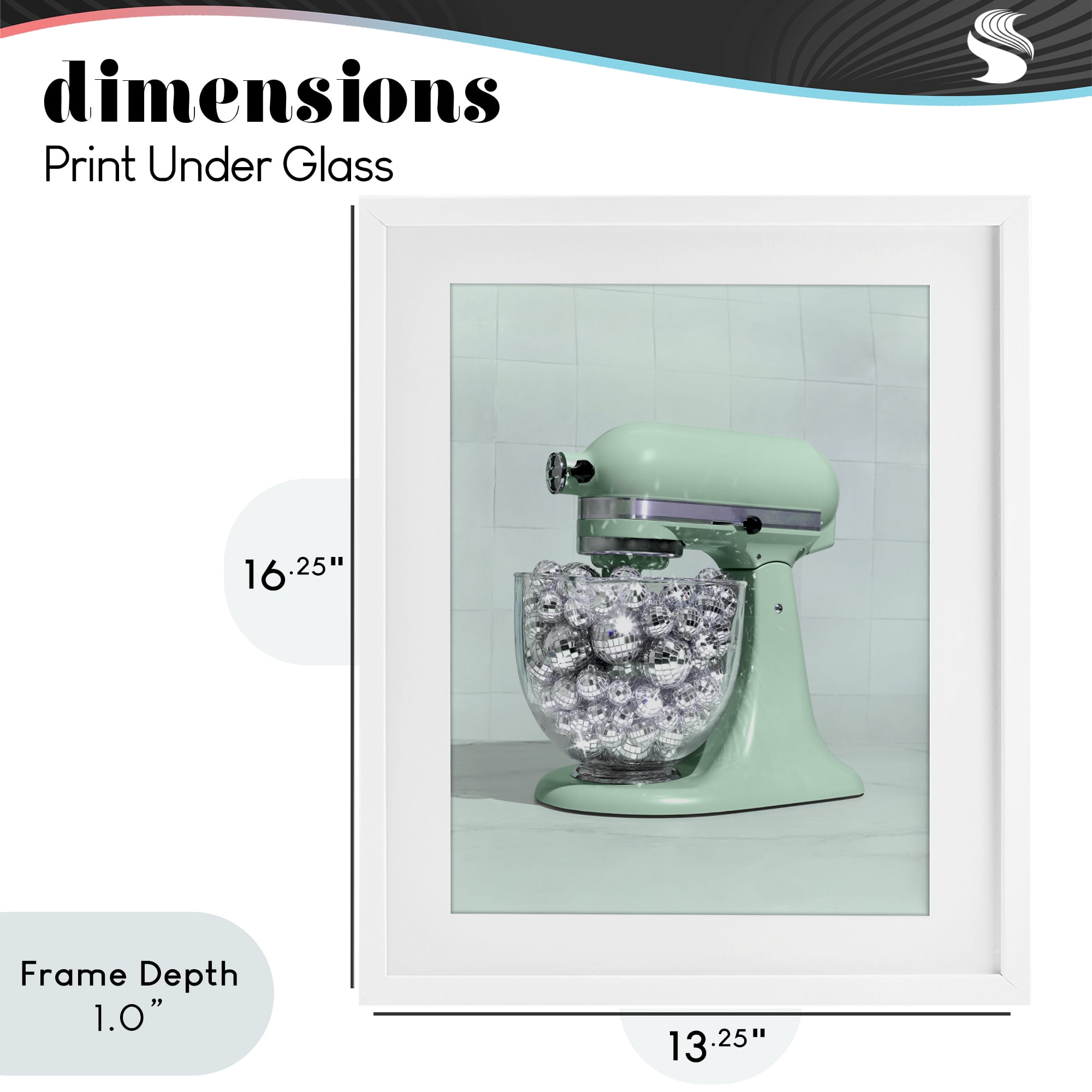 Stupell Industries Disco Kitchen Mixer over Green White Framed Print Under Glass, design by LISH Creative