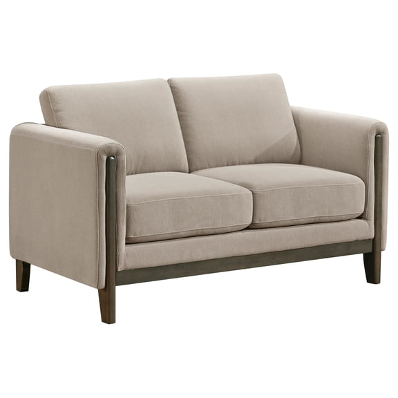 Islington Fabric Upholstered Panel Arm Loveseat Taupe