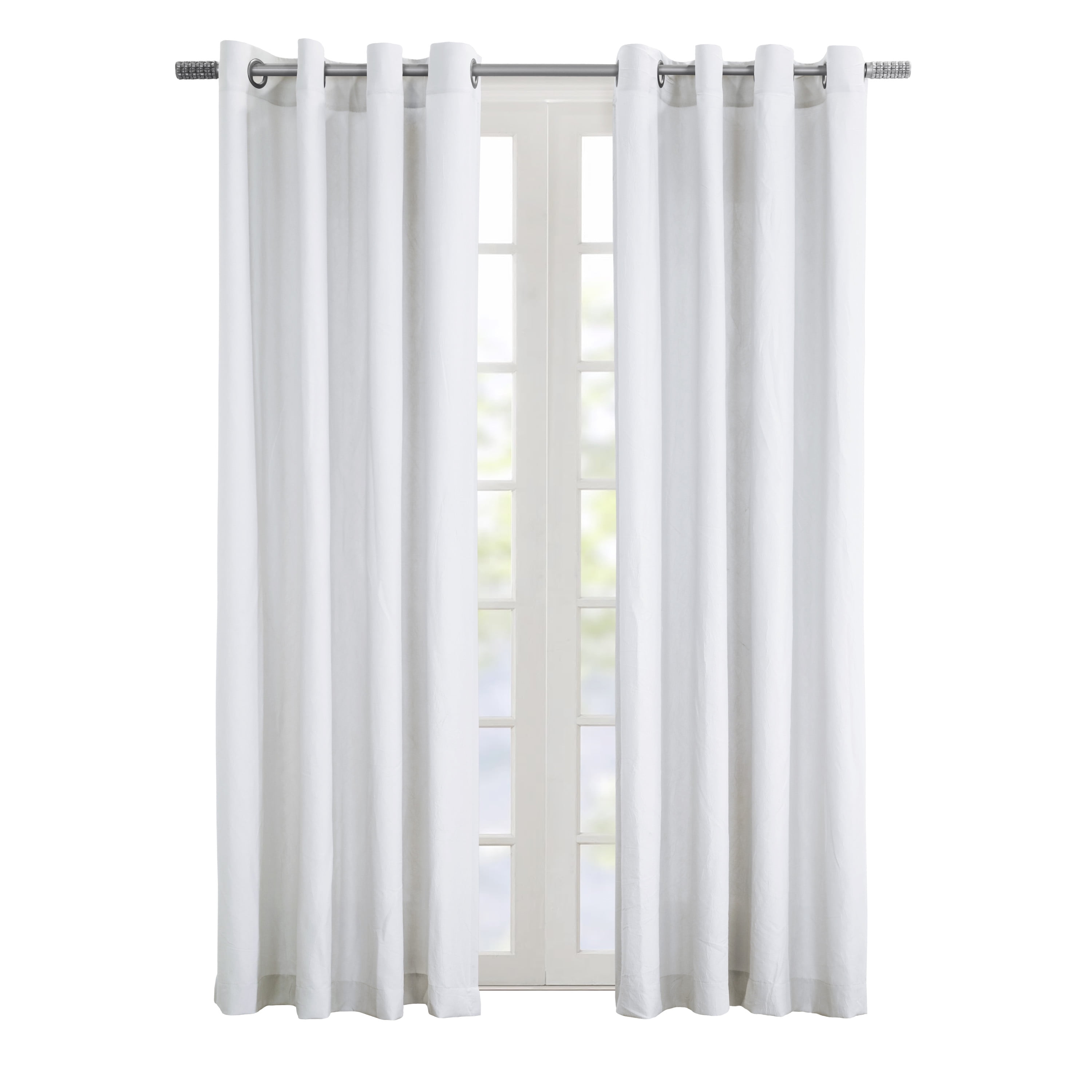 Hannah Crinkle Textured Microfiber Curtain Panel 52" x 63" in White