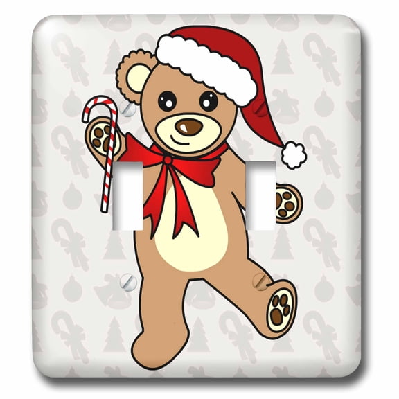 3dRose, Christmas Cute Dancing Brown Teddy Bear with Santa hat, double toggle switch