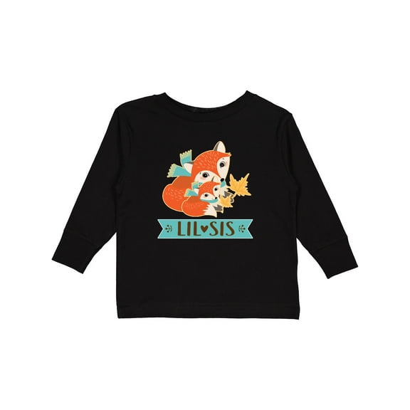 Inktastic Little Sister Woodland Fox Girls Girls Long Sleeve Toddler T-Shirt