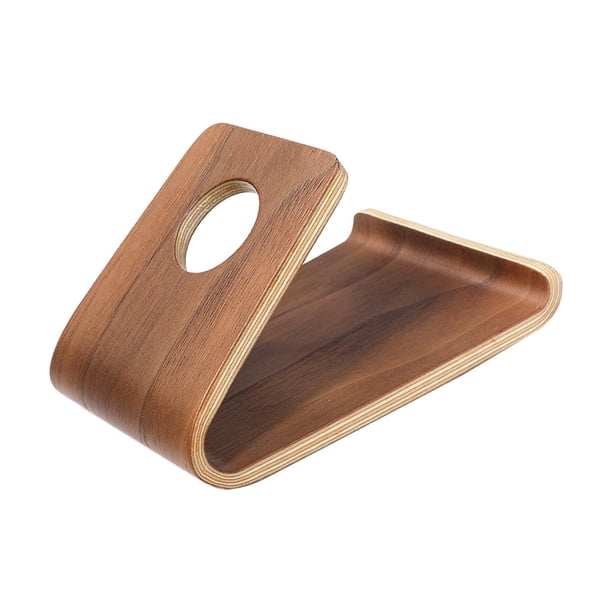Soporte para teléfono de escritorio compatible con todos los teléfonos inteligentes Accesorios de viaje compactos de madera Escritorio Marron oscuro