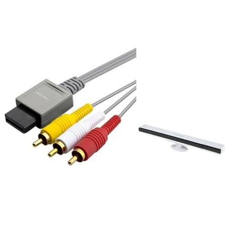 Insten Wireless Remote Sensor Bar + 6' AV Audio Video Composite Cable For Nintendo Wii